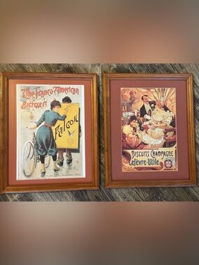 Vintage-Style large Home Art Poster Set in Frames